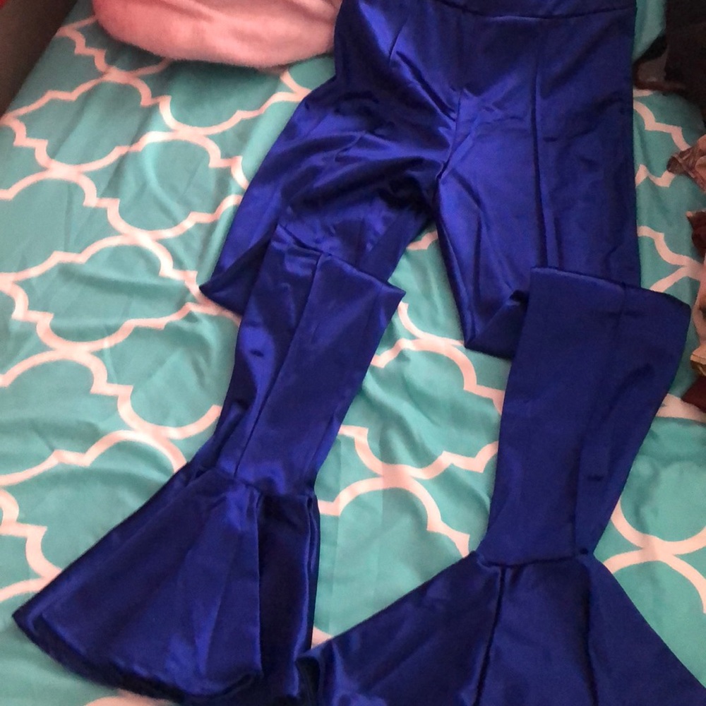 Fancy bell bottom pants silky material